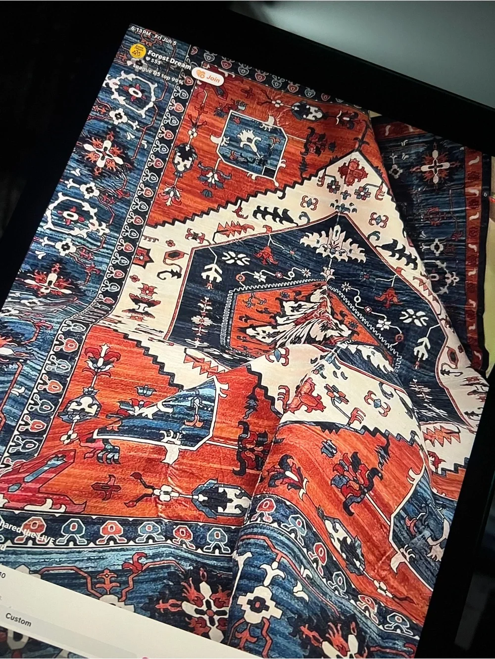 Multicolor Patterned Rug  - Red, Blue & Cream
